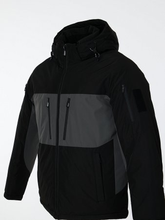 Пуховик мужской комбинированный с капюшоном