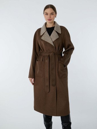 Демисезонное пальто без подклада с поясом