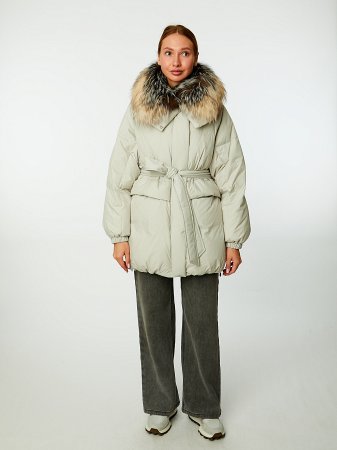 Пуховик со съемным мехом лисицы