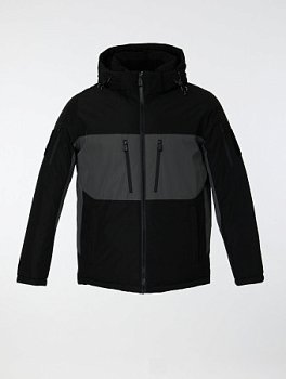 Пуховик мужской комбинированный с капюшоном