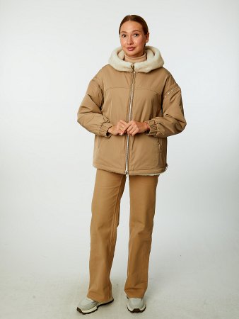 Двусторонняя зимняя куртка с капюшоном и съемными рукавами