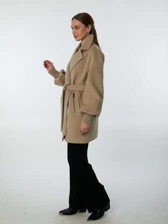 Укороченное пальто с трикотажными манжетами