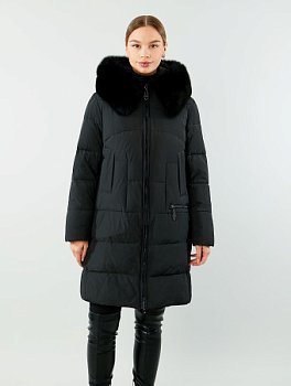 Пуховик удлинённый с капюшоном