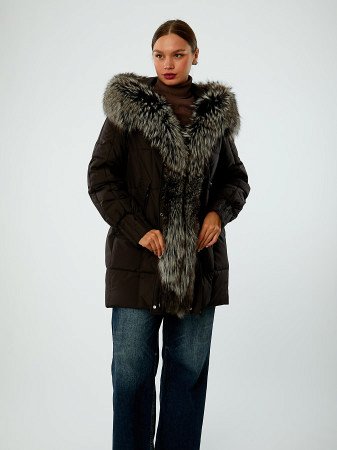 Пуховик женский с натуральным мехом