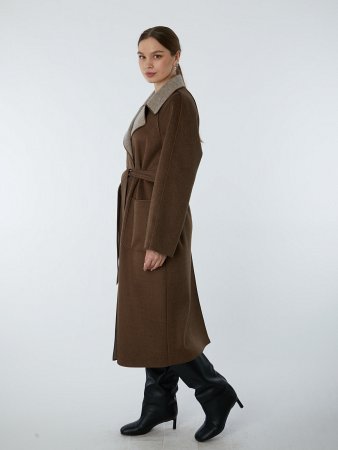 Демисезонное пальто без подклада с поясом