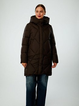 Пуховик женский с капюшоном стёганый