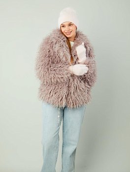 Короткая шуба из эколамы