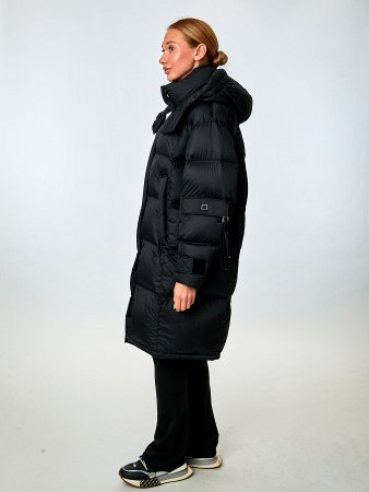 Удлиненный пуховик с капюшоном