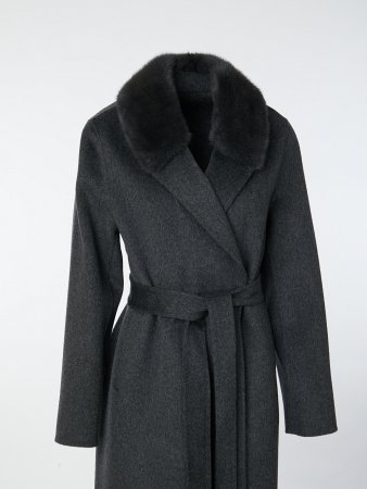 Пальто из натуральной австралийской шерсти с отделкой из норки