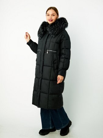 Пуховик удлинённый с капюшоном