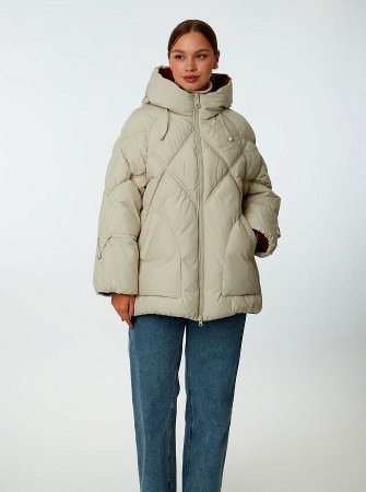 Пуховик женский стёганый с капюшоном