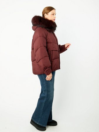 Пуховик женский укороченный с мехом