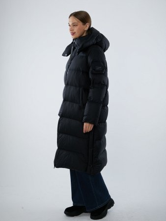 Удлиненный пуховик с капюшоном