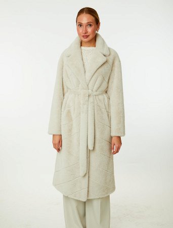 Шуба из эконорки с поясом