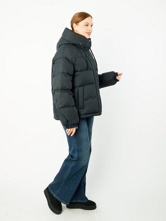 Пуховик женский укороченный с капюшоном