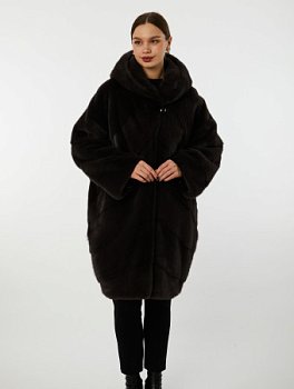 Шуба из меха норки с капюшоном