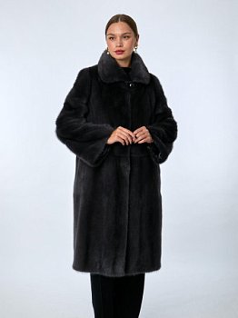 Шуба из меха норки с воротником апаш