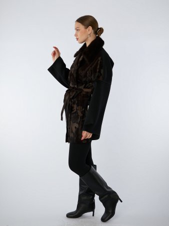 Двустороннее пальто со съемным мехом норки