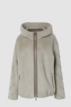 Укороченная экодубленка с капюшоном
