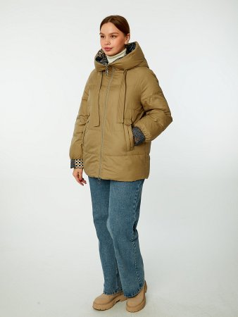 Пуховик укороченный с капюшоном