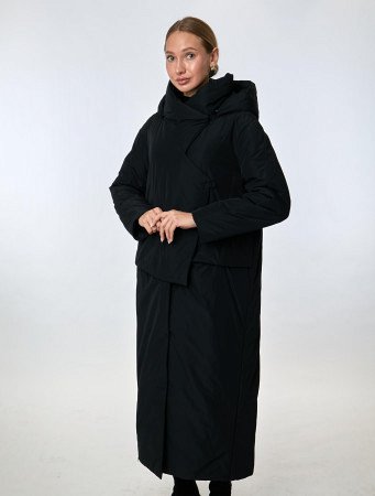 Длинный пуховик с капюшоном