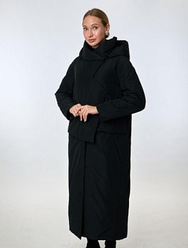 Длинный пуховик с капюшоном