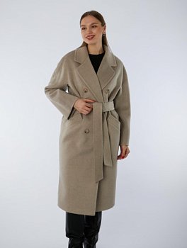 Пальто полушерстяное удлинённое с английским воротником и поясом