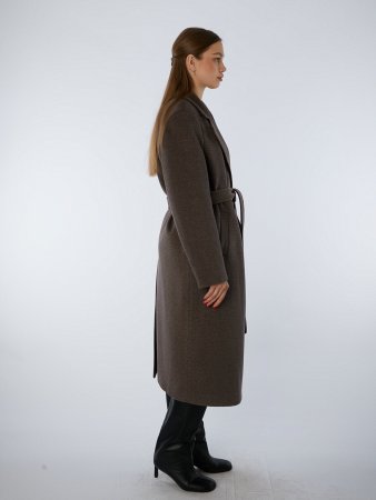 Пальто полушерстяное удлинённое с английским воротником и поясом