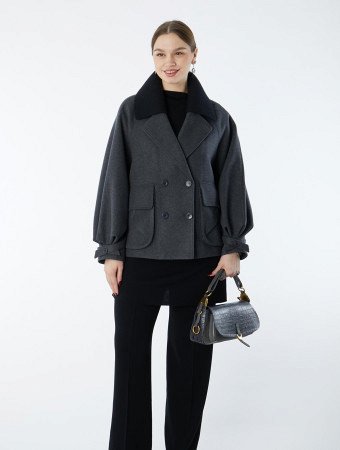Укороченное пальто из полушерстяной ткани