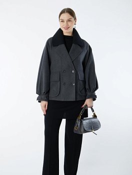 Укороченное пальто из полушерстяной ткани