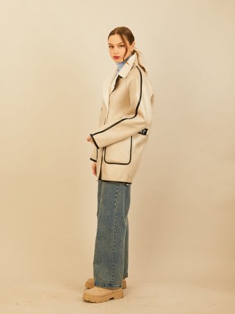 Двусторонняя экодублёнка из комбинированной ткани