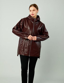 Куртка из экокожи с капюшоном