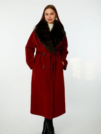Классическое пальто со съёмным мехом песца