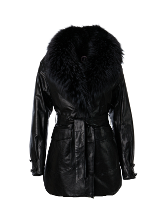 Удлиненная куртка со съемным мехом ч/б лисицы