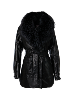 Удлиненная куртка со съемным мехом ч/б лисицы