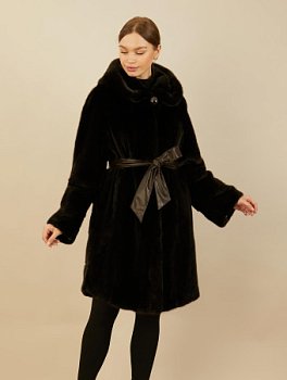 Шуба норковая с капюшоном