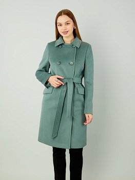 Пальто женское двубортное с поясом
