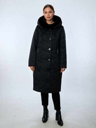 Пуховик женский удлинённый с искусственным мехом
