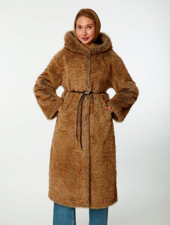 Длинная шуба из экомеха