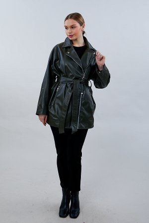 Куртка женская из экокожи с поясом 