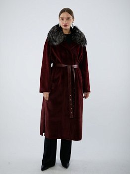 Стильная экодубленка с отделкой из чернобурой лисы