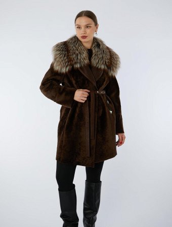 Двусторонняя дубленка со съемным мехом лисы