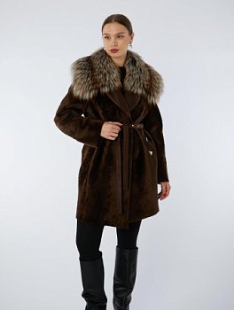 Двусторонняя дубленка со съемным мехом лисы