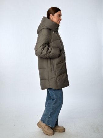 Пуховик женский стёганый с капюшоном