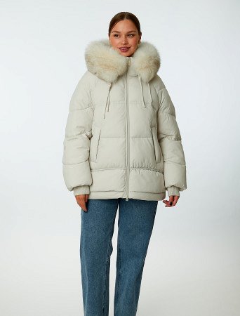 Пуховик женский с натуральным мехом