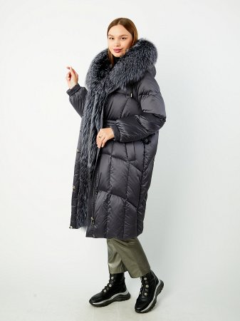 Удлиненный пуховик с капюшоном