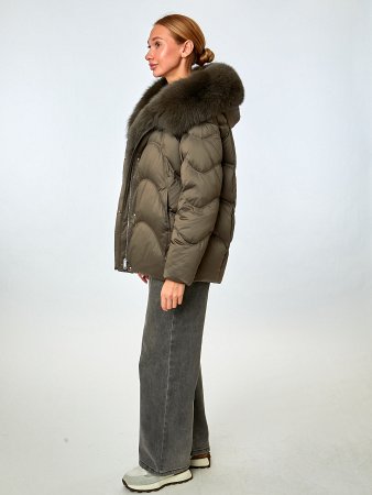 Укороченный пуховик с капюшоном