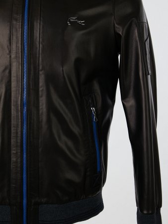 Куртка из кожи с трикотажной отделкой