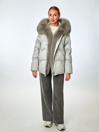 Укороченный пуховик с капюшоном