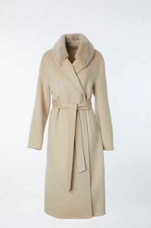 Пальто из натуральной австралийской шерсти с отделкой из норки